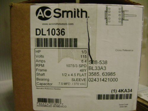 AO Smith DL1036, 1/3 HP, 1075 RPM, Direct Drive Blower Motor **NEW**