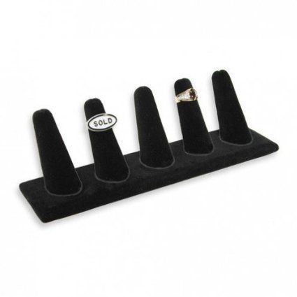 Islandoffer new black velvet 5 finger ring jewelry display !!! for sale
