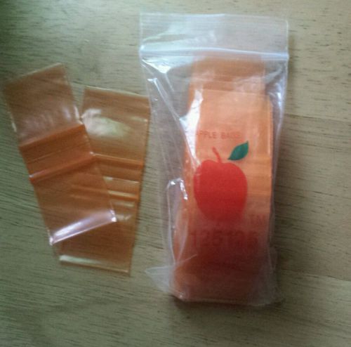 125125 Apple Mini Ziplock Baggies orange clear 200ct Bags 1.25&#034; X 1.25&#034;