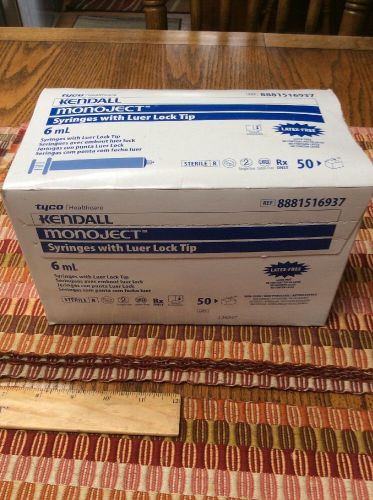 Kendall 6cc 6mL Monoject Syringes 8881516937 With Luer Lock Tip 50 Count Box