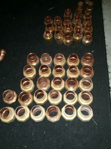 Lot of (26) copper unions 1 1/4&#034; and (18) 1&#034; unions