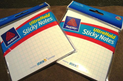 Avery ultrahold sticky notes -  (2) graph pads w/ 75 sheets each -  4&#034;x4&#034; for sale