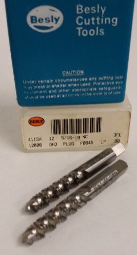 Lot of 2 besly tap 5/16-18nc hs gh3 turbo-cut 3 flute plug brand new made in usa for sale