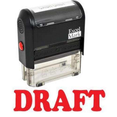 ExcelMark DRAFT Self Inking Rubber Stamp - Red Ink (42A1539WEB-R)