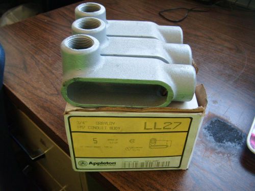 New appleton electric lot of 3 3/4&#034; conduit body grayloy ll27 for sale
