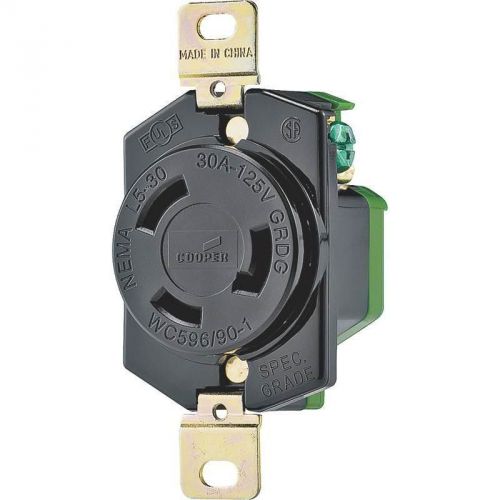 Locking Electrical Receptacle, 125 VAC, 30 A, 2 Pole, Yellow COOPER WIRING L530R