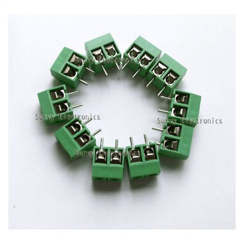 10 pcs 2P Green Plug-in Screw Terminal Block Connector 5.08mm Pitch Through Hole