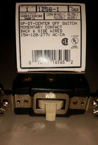 Leviton 1256-i wall switch, spdt, toggle, momentary, ivory for sale