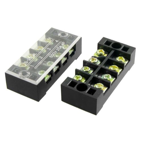 5 pcs dual row 4 position covered screw terminal strip 600v 25a gy for sale