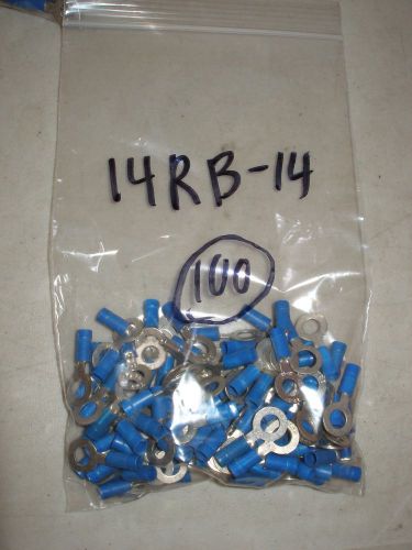 100 Thomas &amp; Betts T&amp;B 14RB-14 Insulated 1/4&#034; Ring Terminals Blue