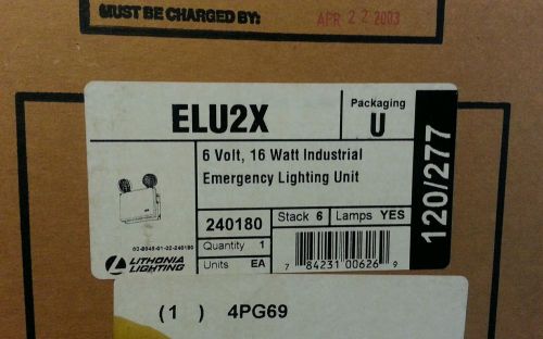 NEW IN BOX,120 V/ 277 V LITHONIA ELU2X  EMERGENCY LIGHTING UNIT 6 VOLT BATTERY
