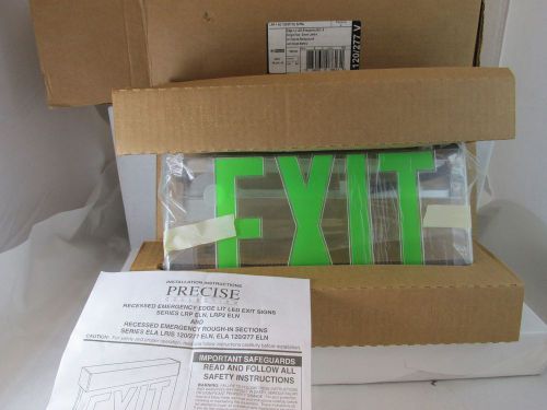 EXIT Emergency Sign~Edge Lit LED~Green Letters~Clear Background Lithonia 120/277