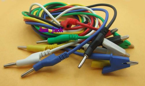 6pc 6 color silicone voltage test probe clamp cable alligator to 4mm banana plug for sale