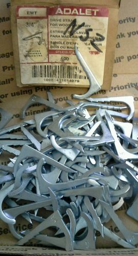 LOT OF 100 ADALET 3/4&#034; STEEL FLAT EMT(NAIL) DRIVE STRAPS HUGE MISC STOCK AVAIL