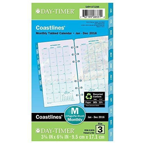 Day-timer monthly planner refill 2016, two page per month, coastlines, portable for sale