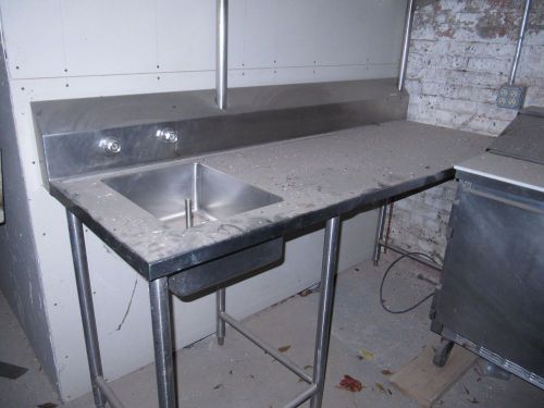 Stainless Steel Work Prep Table with Sink on Left Side