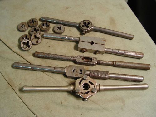 Estate Vintage Machinist Tool  Lot Of Assorted Tap Wrench  Handles + Some Dies