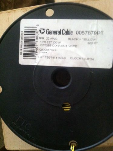 (new) general cable cross connect wire 1pr 22 awg black + yellow 300 ft for sale