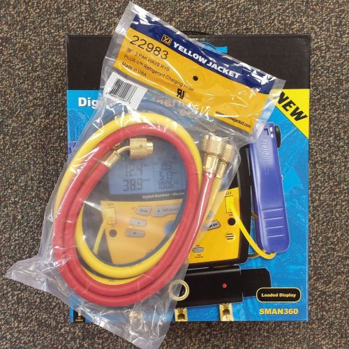 Fieldpiece sman360 3-port manifold w/ micron gauge &amp; 22983 36&#034; low loss hoses for sale