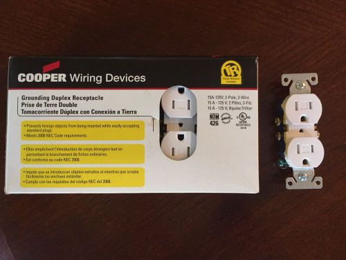 Lot of 9 -- cooper grounding duplex receptacle tr270w white 15a/125v for sale
