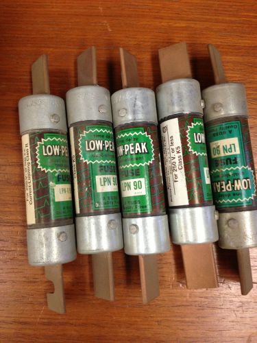 (5) NEW BUSSMANN LPN-90 TIME DELAY FUSE 90 AMP 250 VOLTS