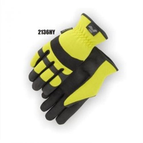Work Gloves, Synthetic Palm, Hi-Viz Yellow Back Slip-On Majestic Glove Gloves