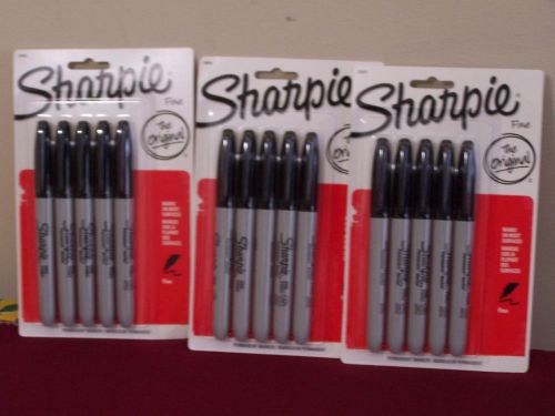 New! sharpie fine point black permanent markers (5 pack) total 15 markers for sale