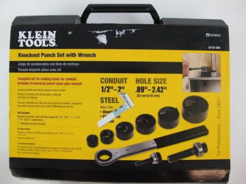 Klein tools new knockout punch with wrench 9-piece 1/2&#034;-2&#034; set &amp; case 53732-sen for sale
