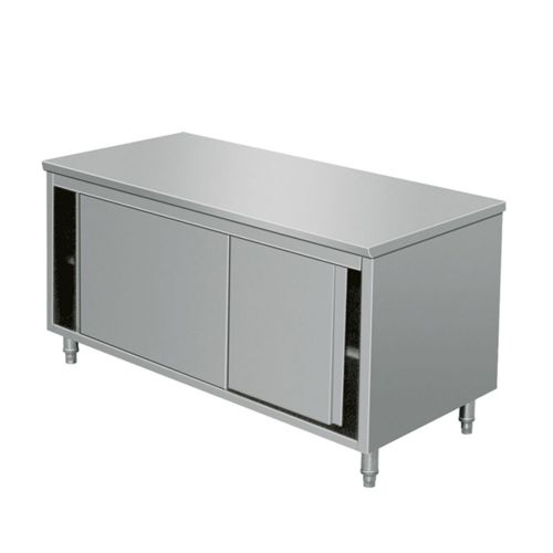 Eq commercial stainless steel work prep table with cabinet &amp; backsplash 71 x 33h for sale