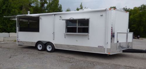 Concession trailer 8.5x24 white - bbq smoker event catering for sale