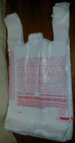 200ct large 1/6 thank you t-shirt plastic grocery shopping bags with handle for sale