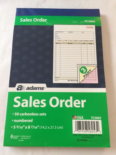 Adams Business Forms Sales Order Book, 3-Part, 5-9/16&#034;x8-7/16&#034;