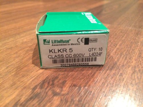 NEW Lot of (10) Littelfuse KLKR 5A Class CC 600V *NIB