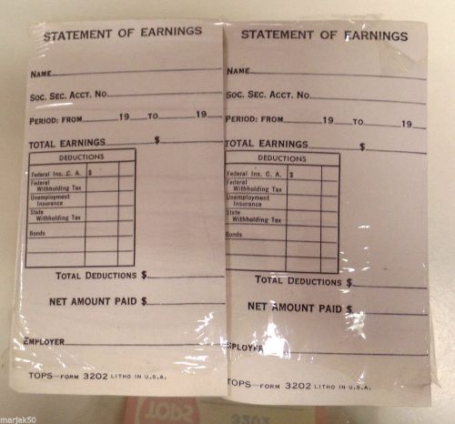 STATEMENT OF EARNING PAD LOT OF 12-100 SHEETS PER PAD  12 PADS
