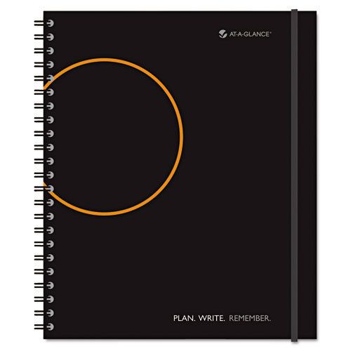 Planning Notebook With Reference Calendar, Black, 9 3/16&#034; x 11&#034;