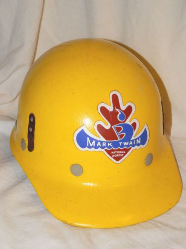 Vtg SuperGlas Fiberglass Construction Hard Hat Helmet Mark Twain National Forest