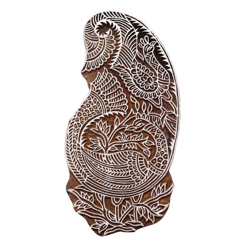 Wooden handcarved printing block stamp textile peacock stamps blockprint pb3003a for sale