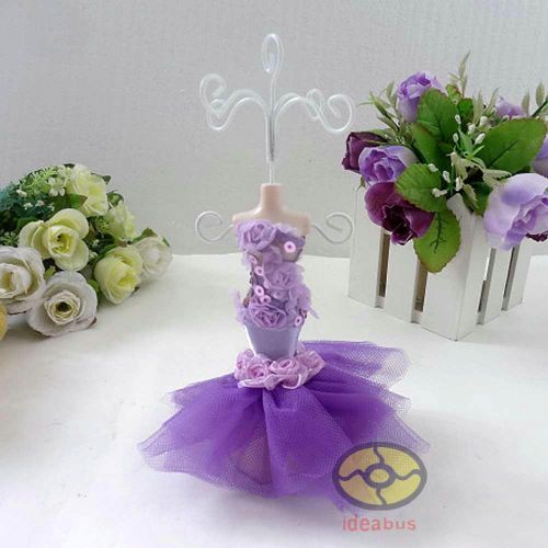 PURPLE Evening Dress Mannequin Jewelry Earring Necklace Display Holder JD15c35