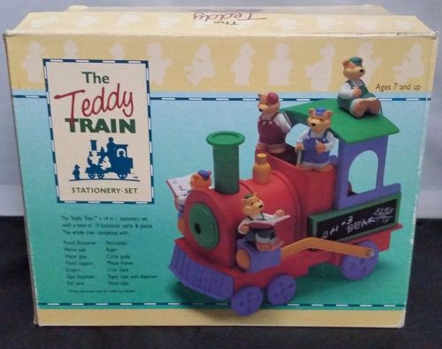 NEW The Teddy (Bear) Train 14 in 1 Stationery Set With 19 Functional Parts RARE