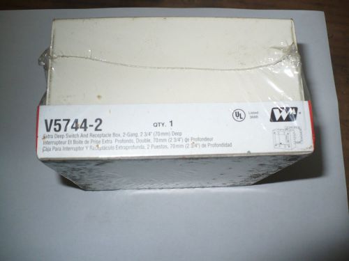 Wiremold V5744-2 Extra Deep Switch &amp; Receptacle Box, 2 Gang, Ivory, New