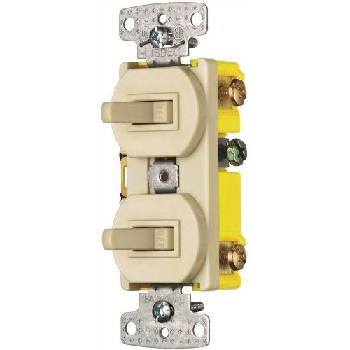 Hubbell RC103W 3 Way And Regular Toggle Switch Combo 15 Amp Ivory