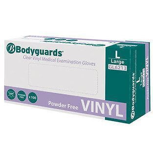 Box 100 bodyguards clear vinyl medical examination disposable gloves aql 1.5 for sale