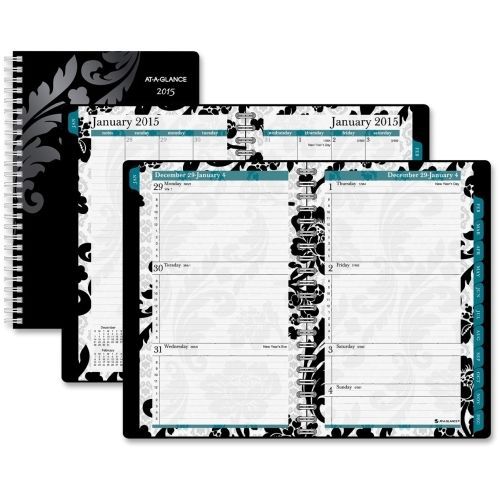 AT-A-GLANCE Madrid Weekly/monthly Appointment Book 5 X 8 Black/white 2016-2017