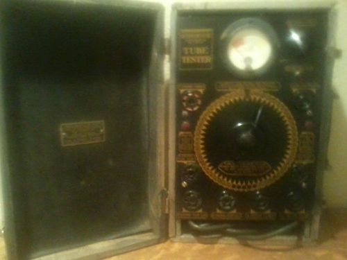 Sharp old portable wooden/leather cased Confidence radio tube tester