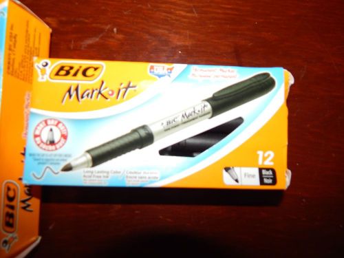 BIC Mark-It 12-Pack Black Ultra-Fine Point Office School Permanent Markers