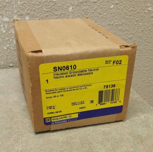 Square d sn0610 100 amp insulated groundable neutral assembly *new in box* for sale