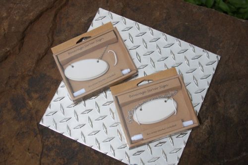 Beverage Server Catering Sign Dry Erase Tag Set of Two New In Package