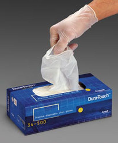 New ansell dura-touch 34-500 s small 6-6.5 clean vinyl (100) disposable gloves for sale