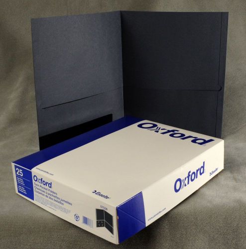 Oxford Twin-Pocket Portfolio Folder Embossed Leather Grain 25 Folders Blue