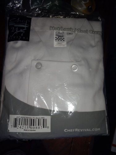 NWT Medium Chef Revival Apparel White Long Sleeve Chef Jacket Coat Button NEW